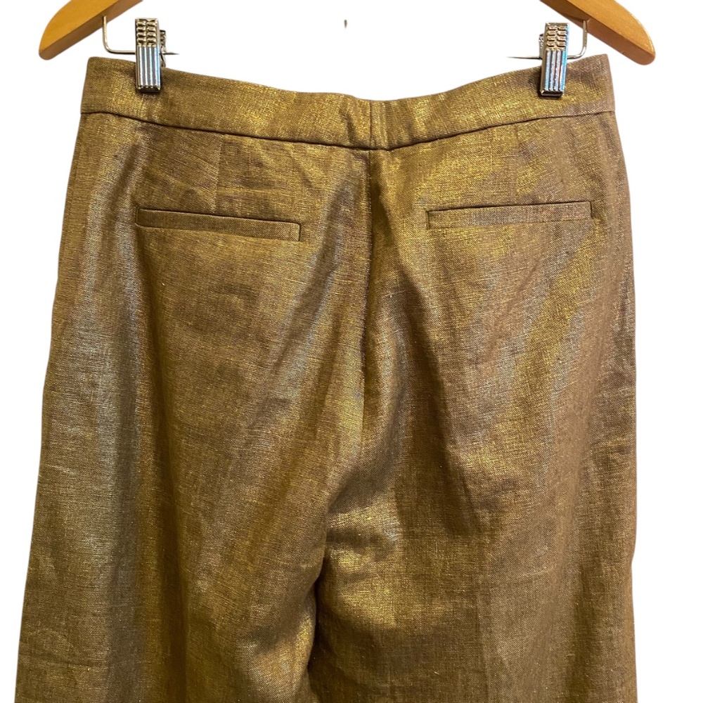 Lauren by Ralph Lauren Women’s Linen Metallic Gold Pants sz 8 - Picture 4 of 15